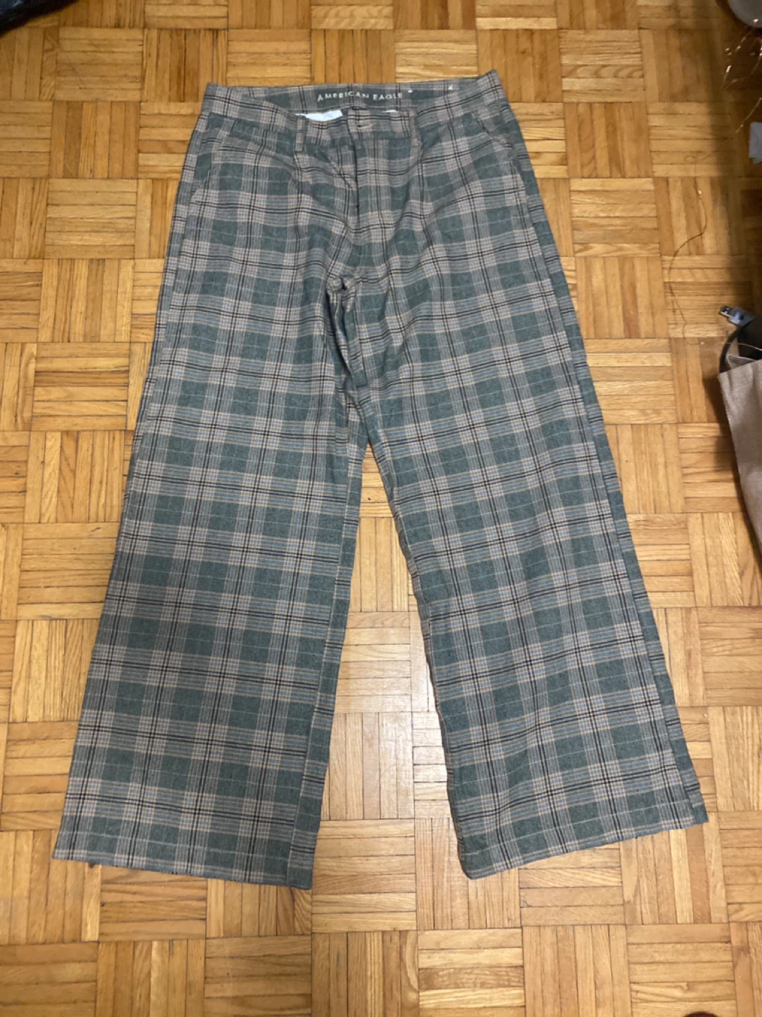 American Eagle Plaid Wide Leg Pants