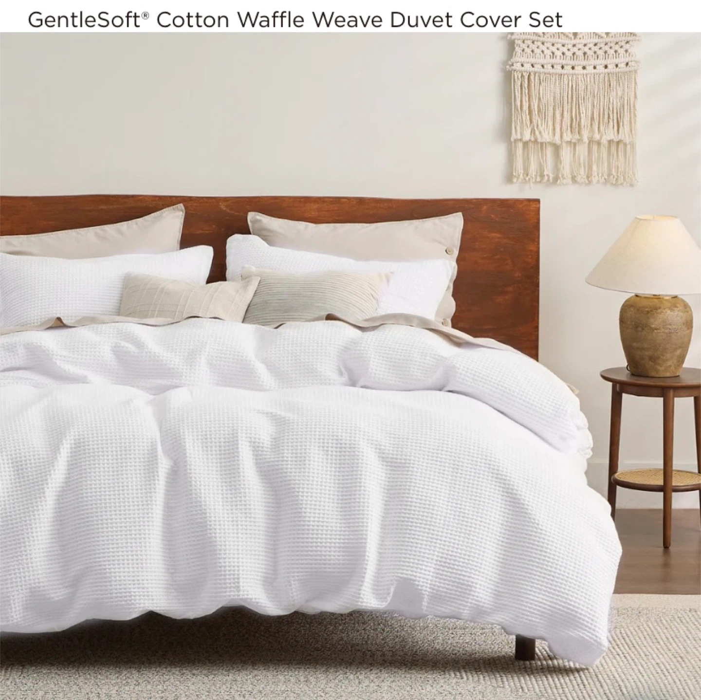 New GentleSoft 100% Cotton Waffle Weave Duvet Cover Set Queen