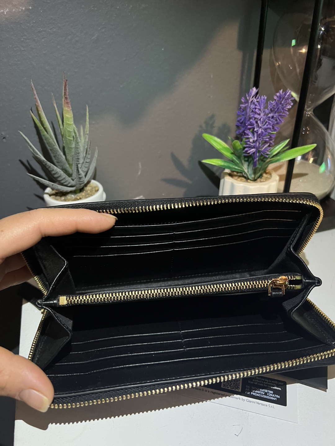Versace Black Leather Zip Around Wallet - photo 4