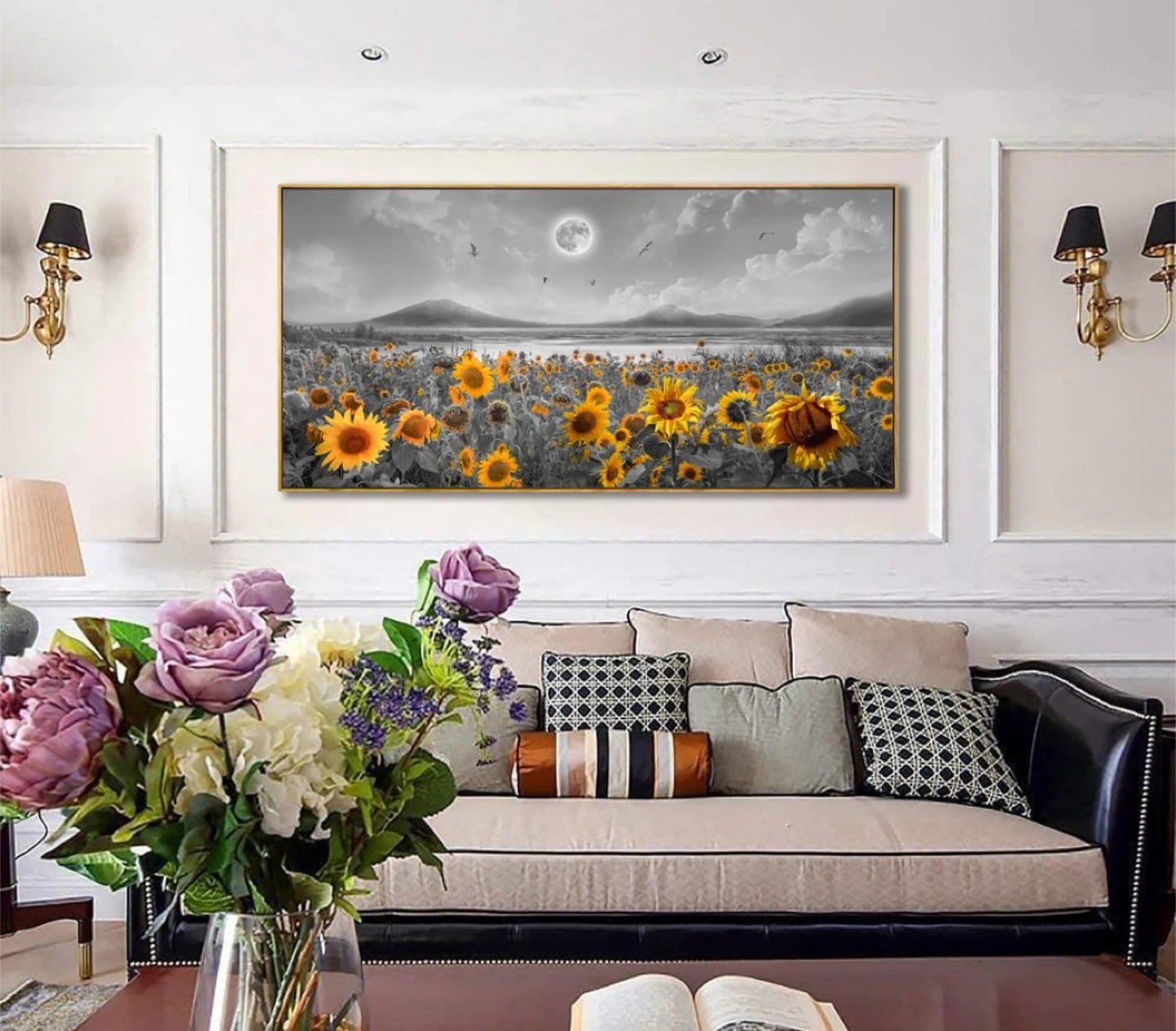 Sunflower Field with Moon Wall Art - photo 2