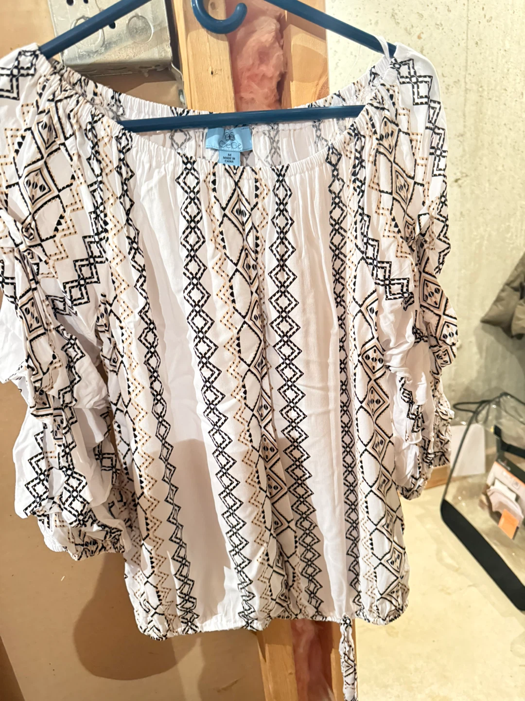 Blue Sky White Embroidered Off-the-Shoulder Top