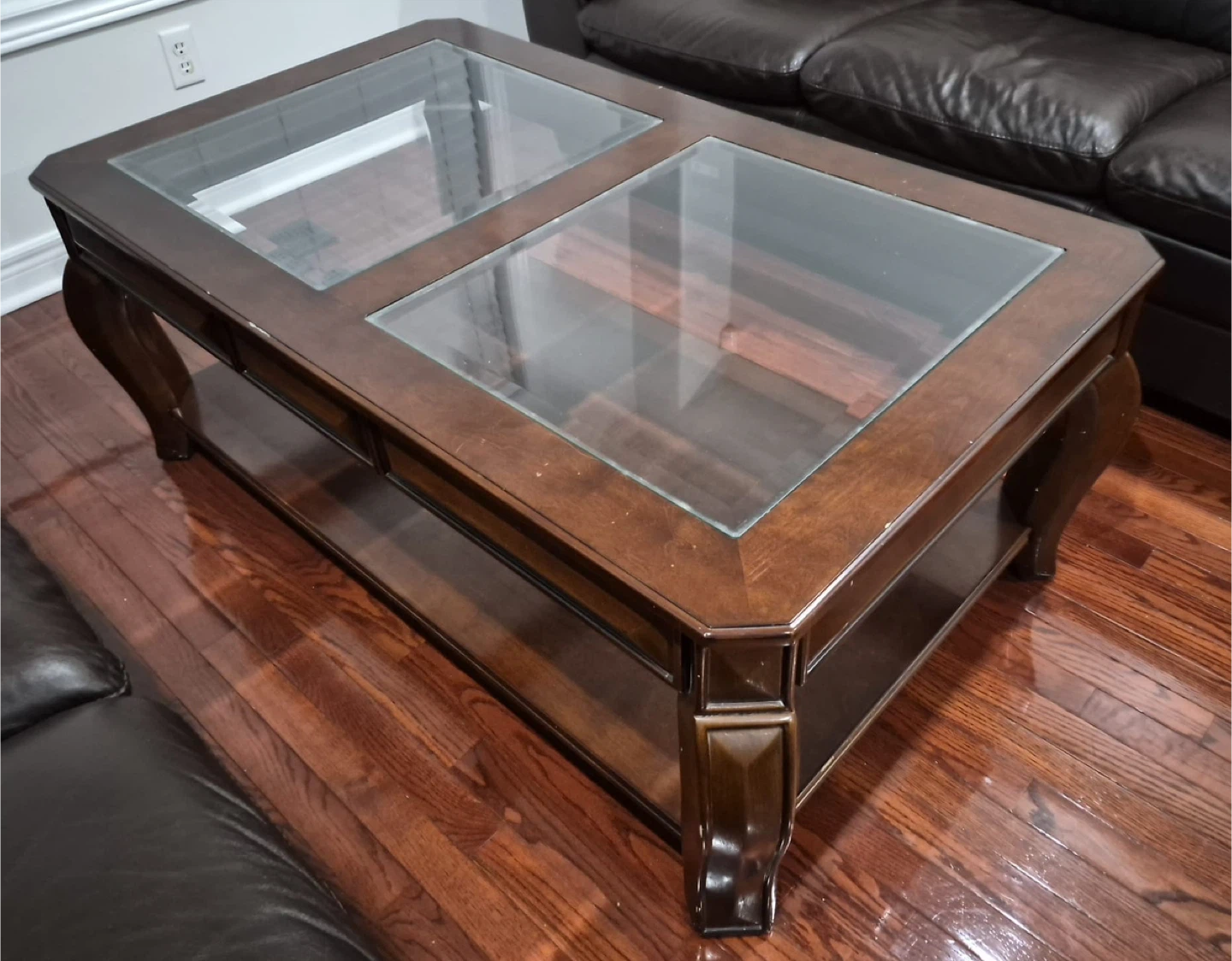 Wooden Coffee Table with Glass Inserts - photo 3
