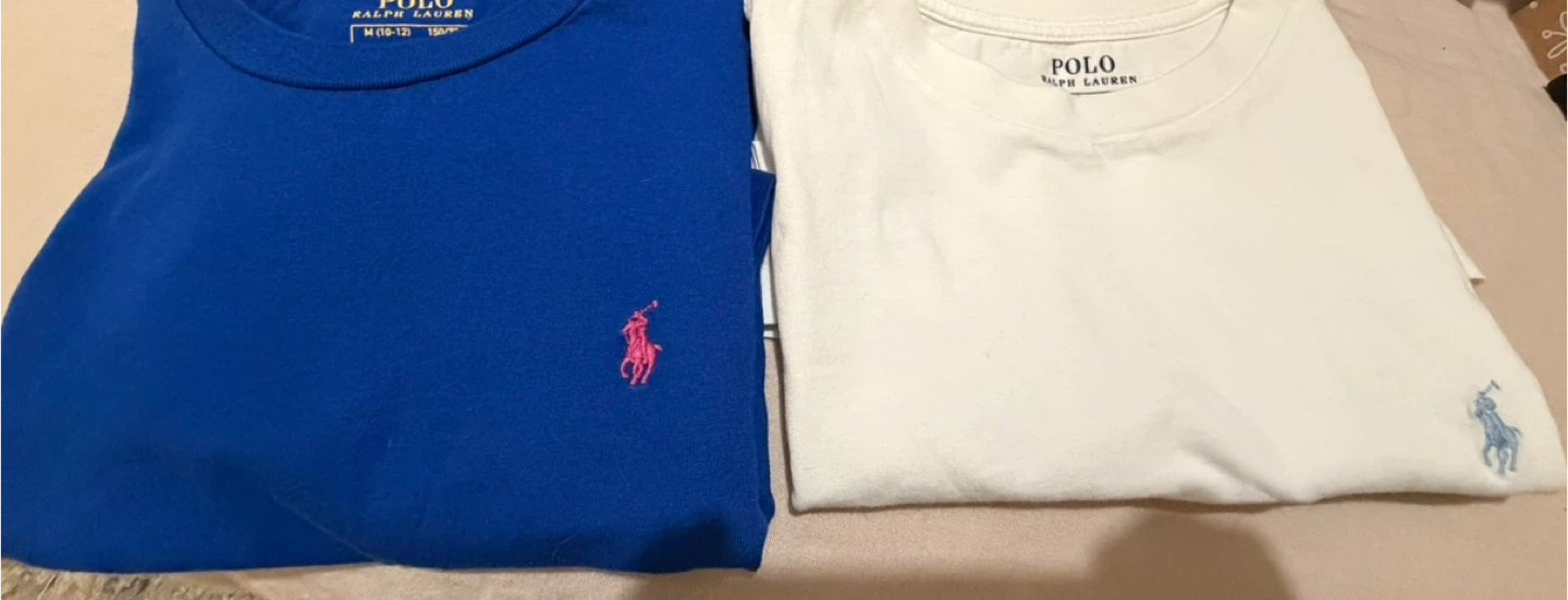 Polo Ralph Lauren Kids T-Shirts - Blue & White - Size M (10-12)