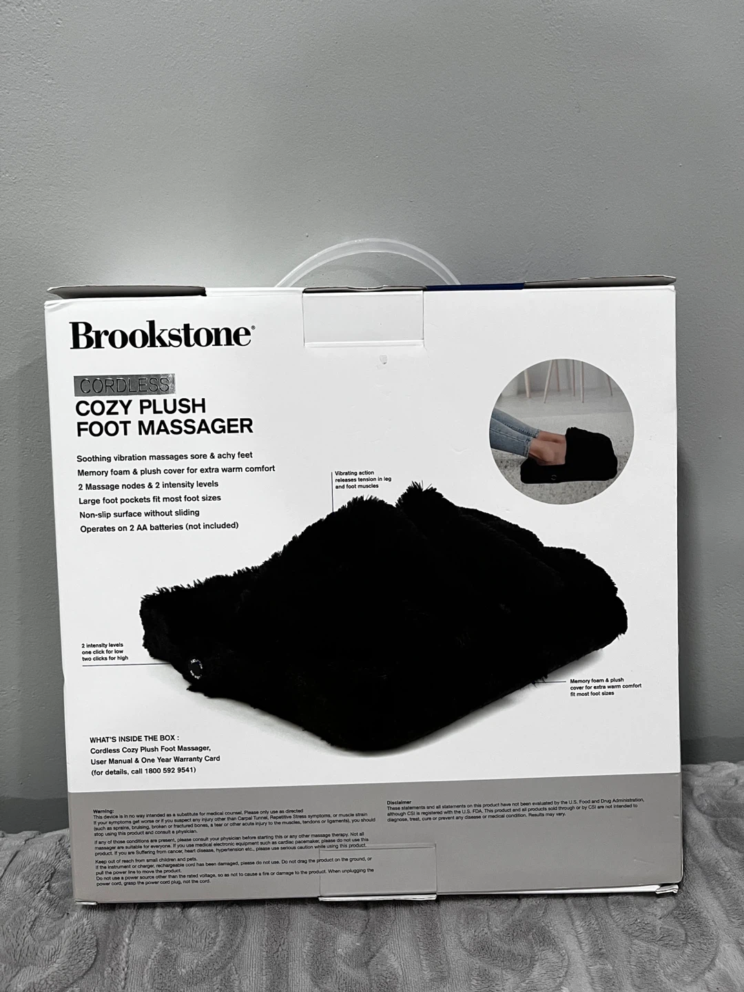Brookstone Cordless Cozy Plush Foot Massager - photo 3