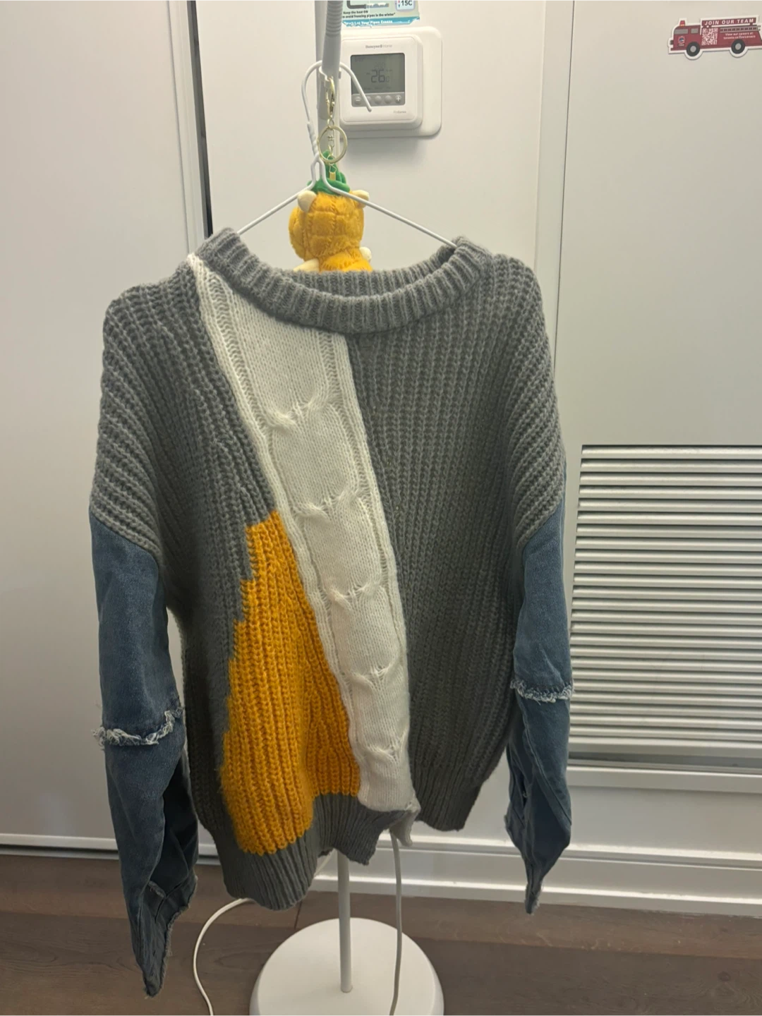 Colourblock Knit Denim Sweater