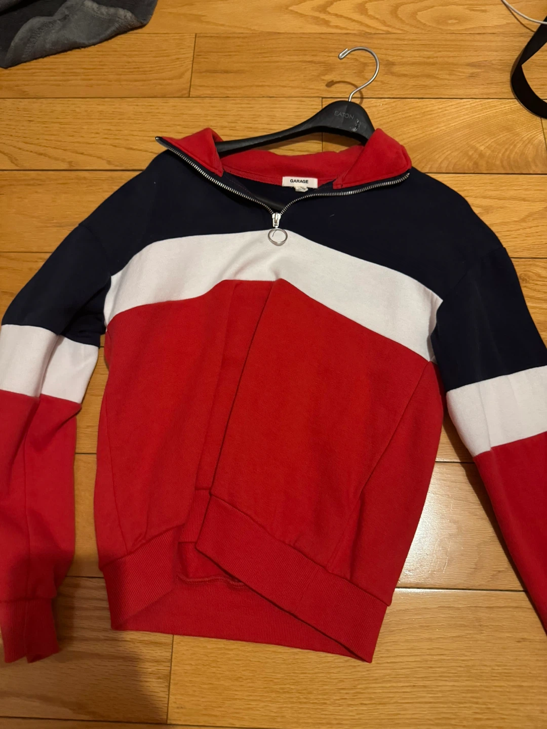 Garage Colour Block Quarter Zip Sweatshirt - Size TP/XS