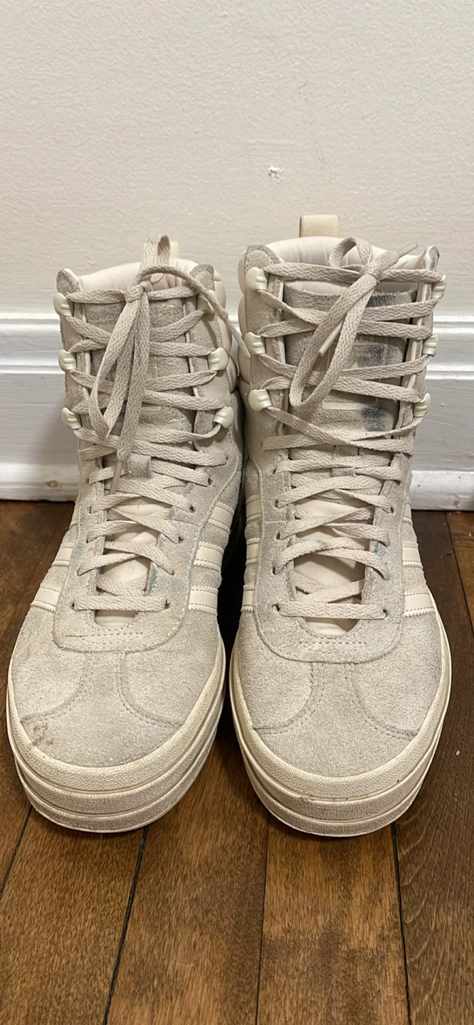 Adidas Gazelle High Top Sneakers - Off White Suede