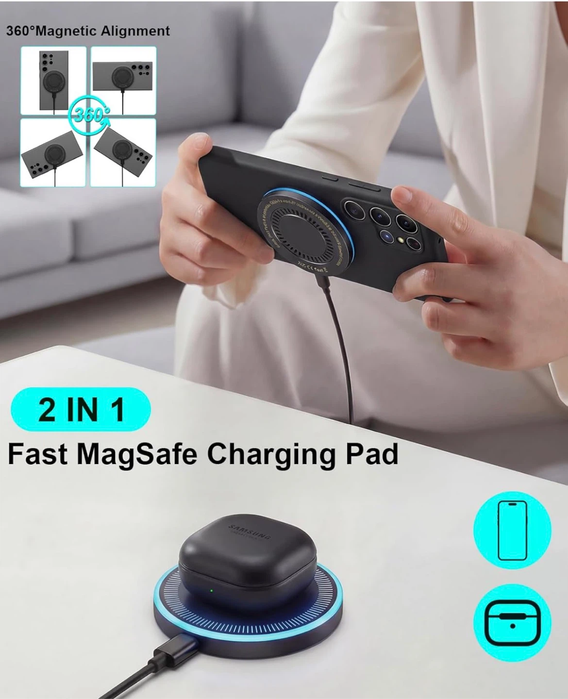 2 Pack 15W Fast Magnetic Wireless Charging Pad - photo 4