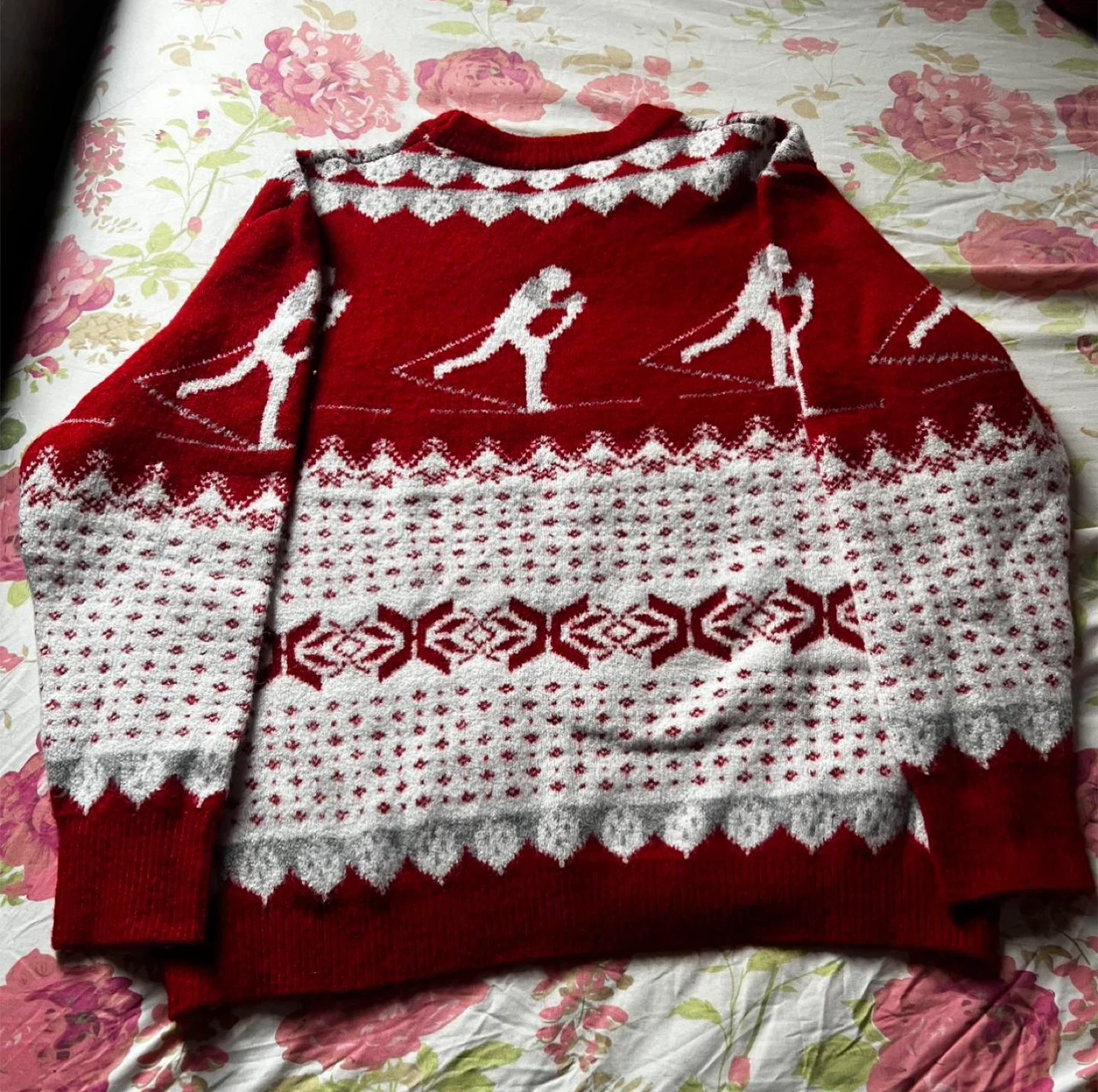 Women’s Red Skiing Christmas Sweater - photo 2