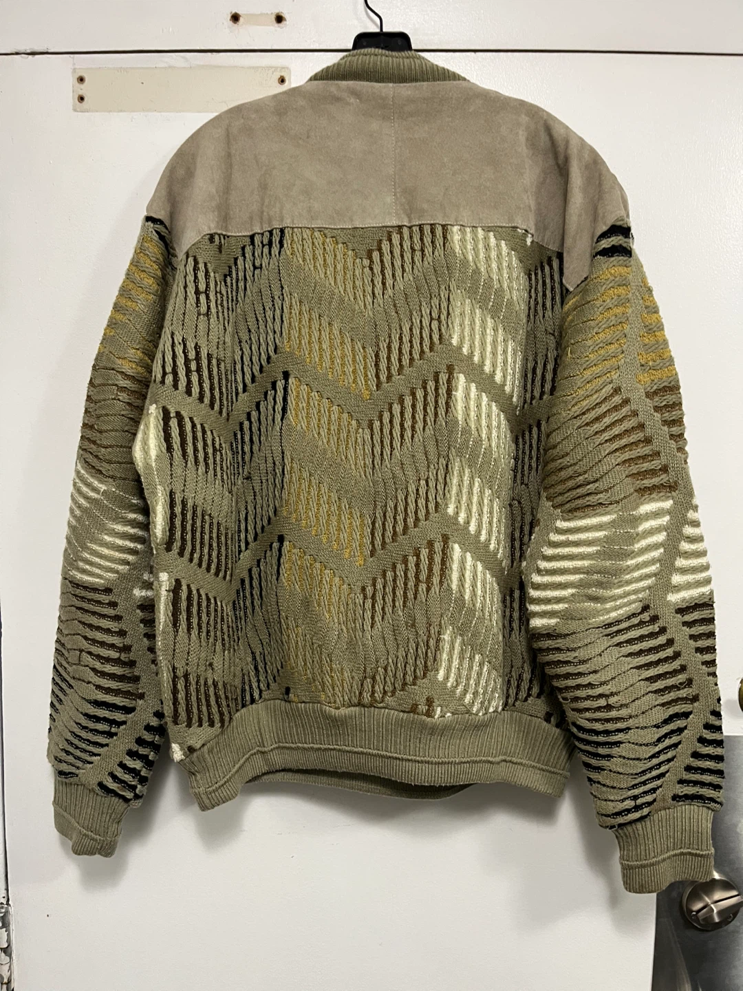 Saxony Collection Leather & Knit Patchwork Sweater - Size M - photo 4
