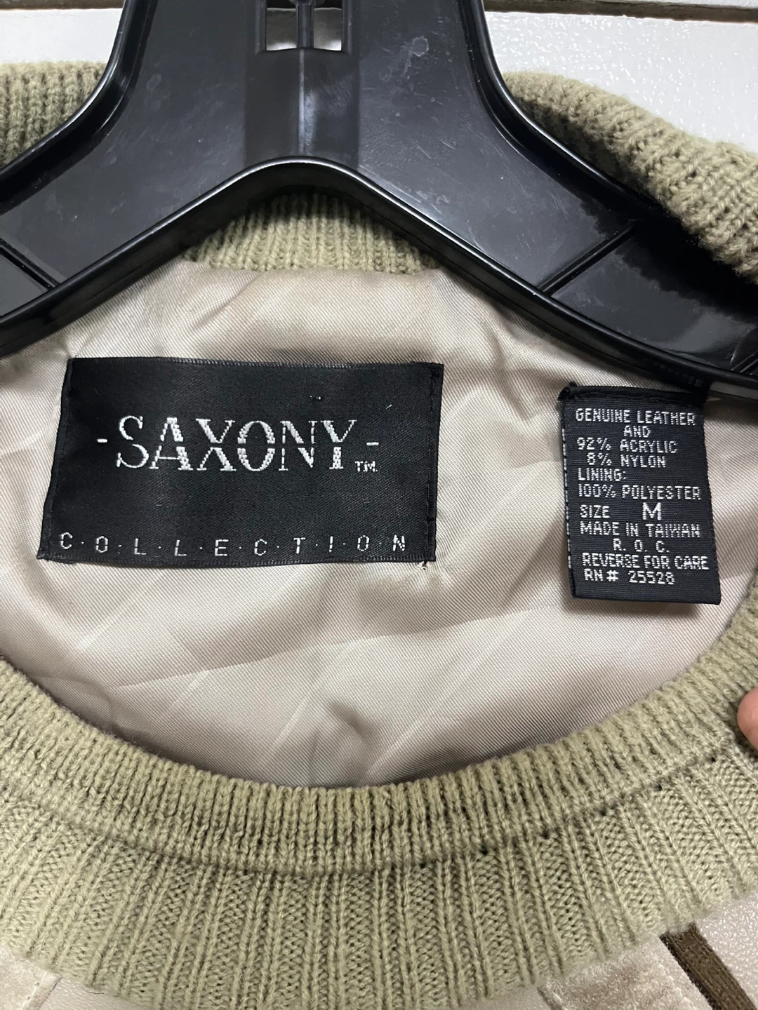 Saxony Collection Leather & Knit Patchwork Sweater - Size M - photo 5