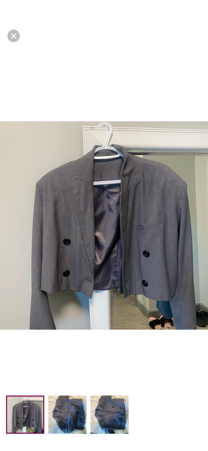Zara Grey Cropped Blazer