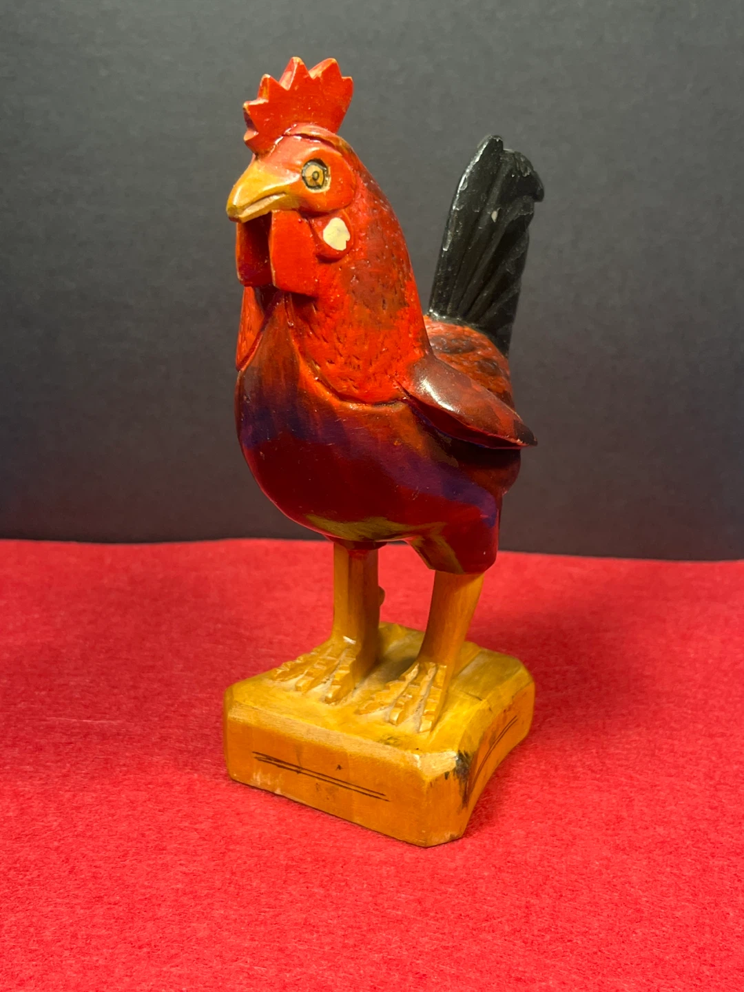 Carved Wooden Rooster Figurine - photo 2