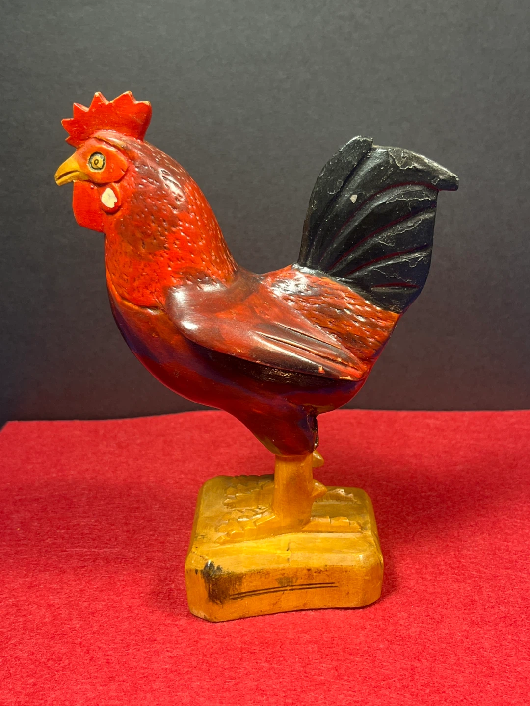 Carved Wooden Rooster Figurine - photo 3