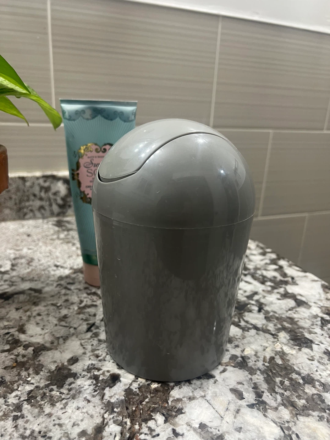 Grey Small Trash Can with Swing Lid