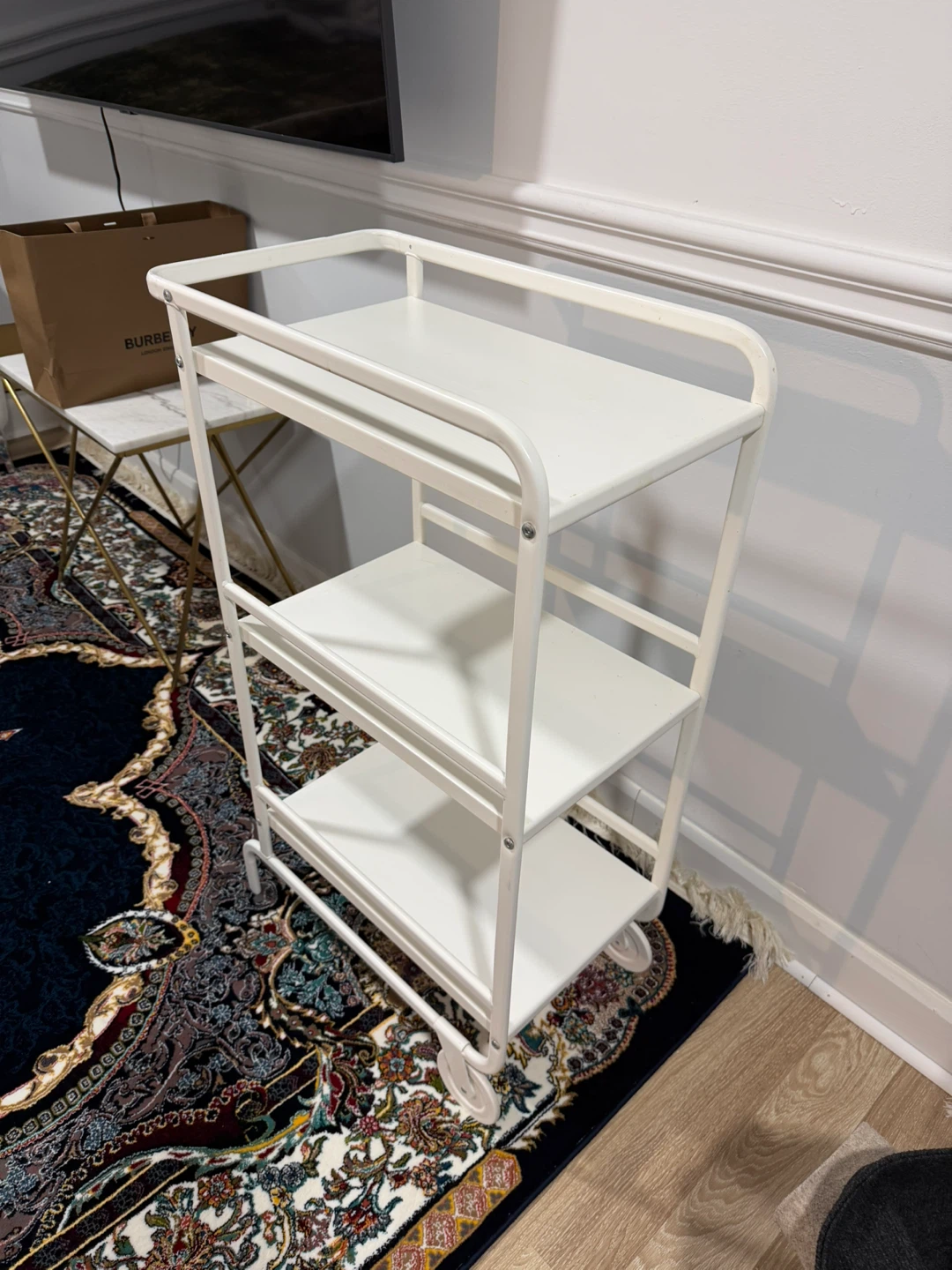 White 3-Tier Rolling Utility Cart