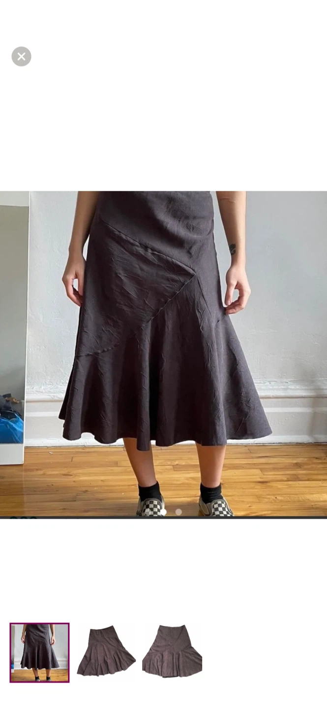 Y2K Brown Ruffled Midi Skirt