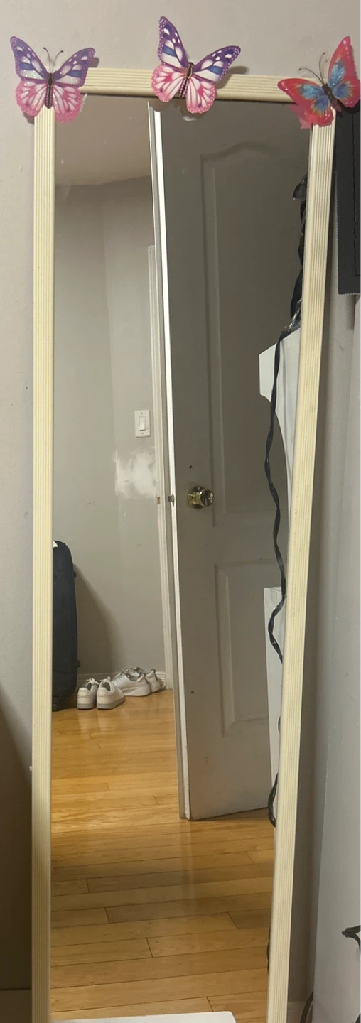 Full Length Mirror with Butterfly Decor