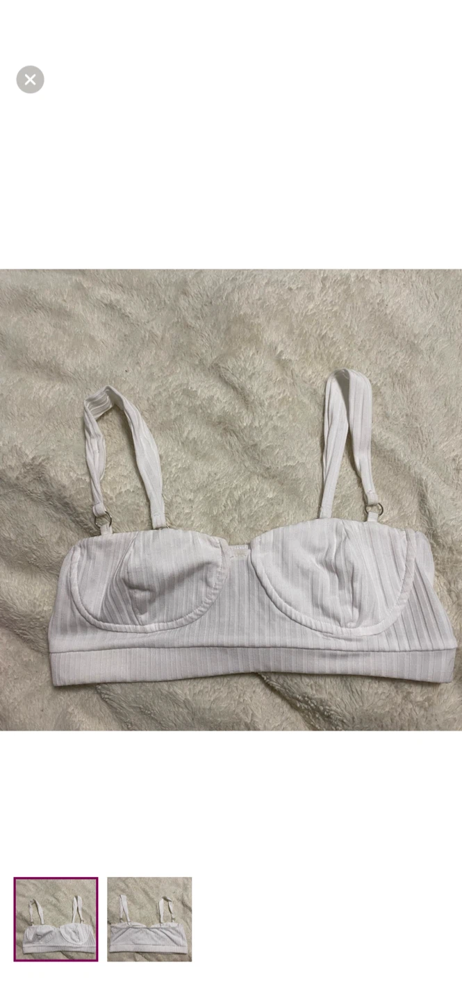 White Ribbed Bandeau Bra Top