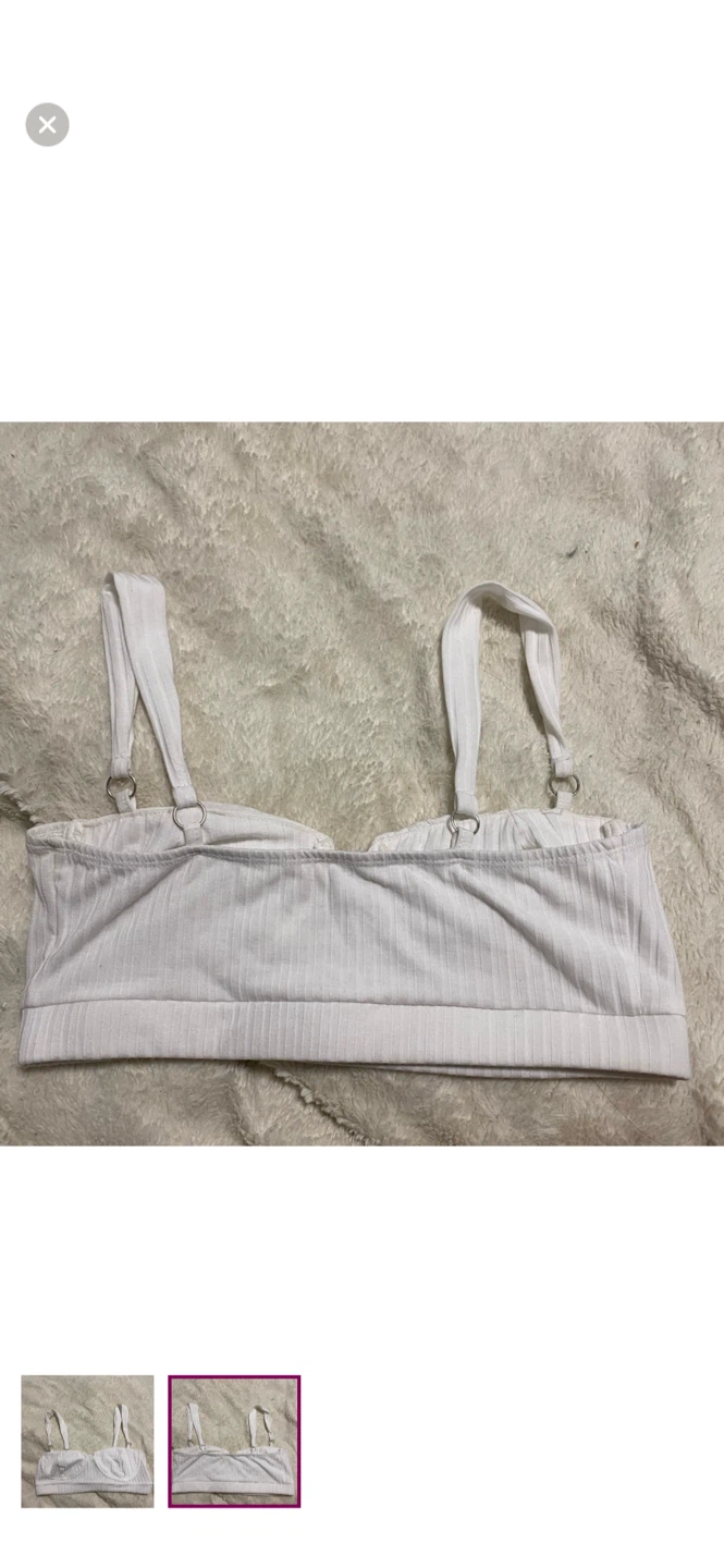 White Ribbed Bandeau Bra Top - photo 2