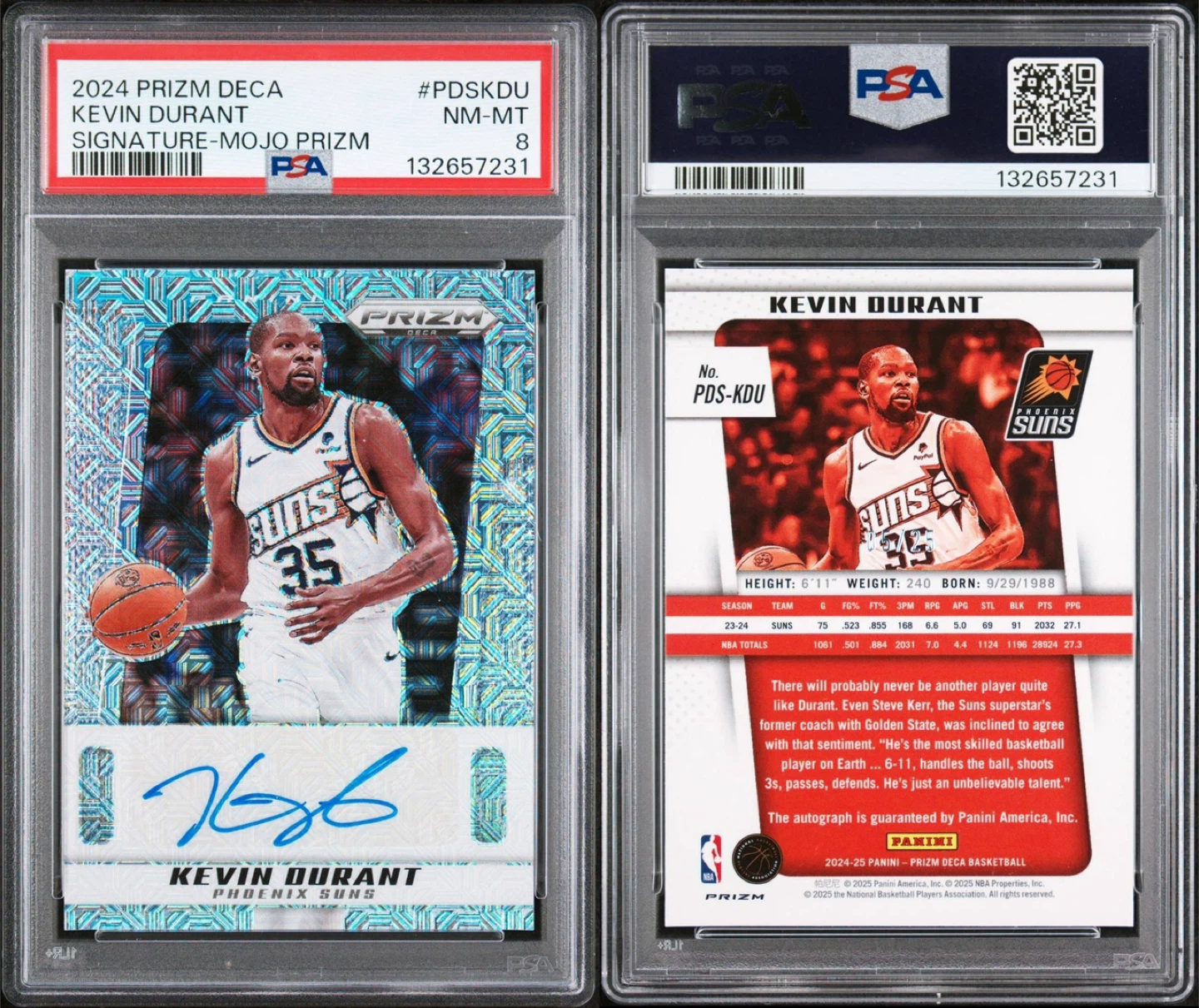 2024 Panini Prizm Deca Kevin Durant Auto Card #PDSKDU NM-MT 8