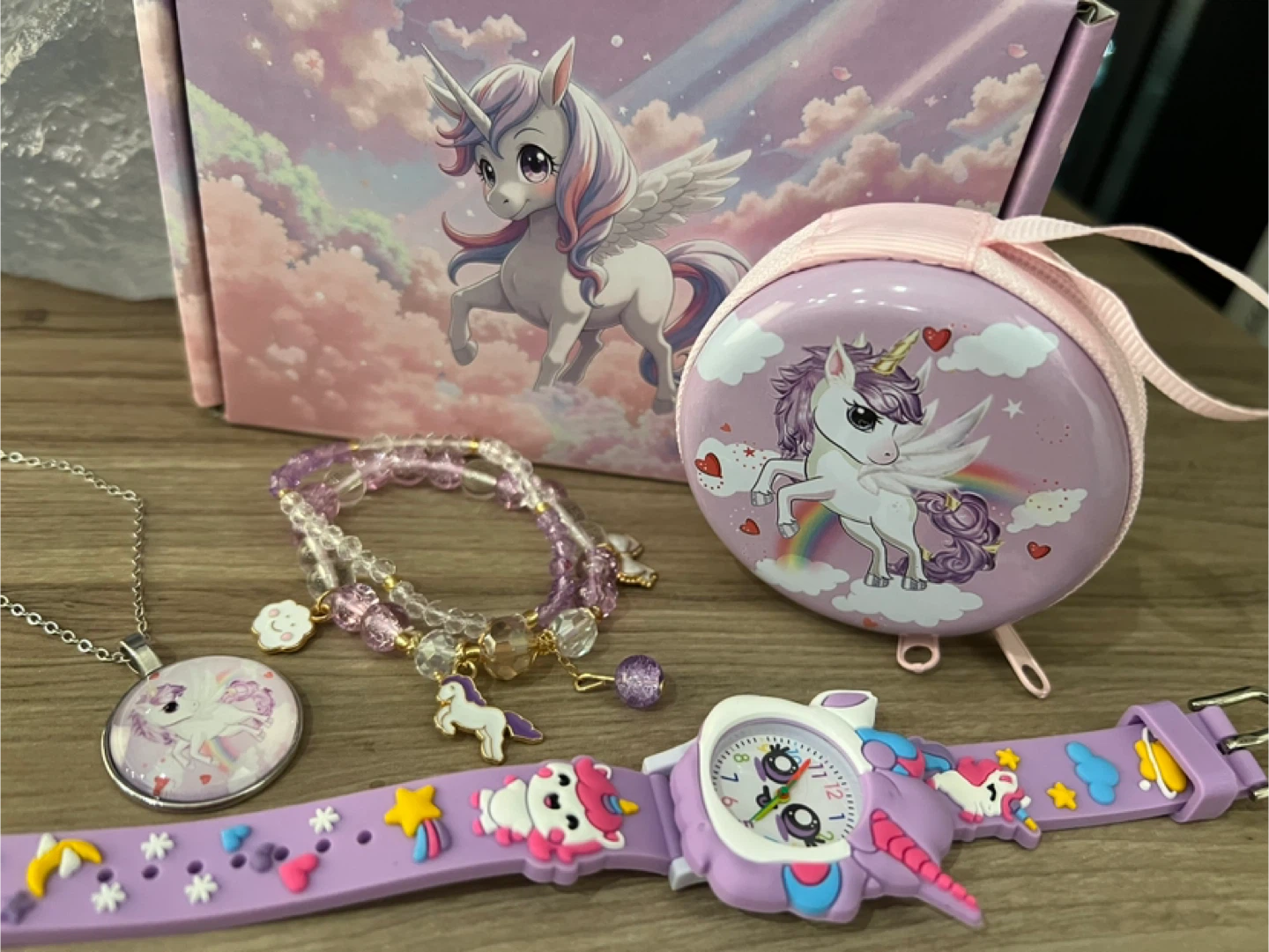 Kids Unicorn Jewelry and Watch Set