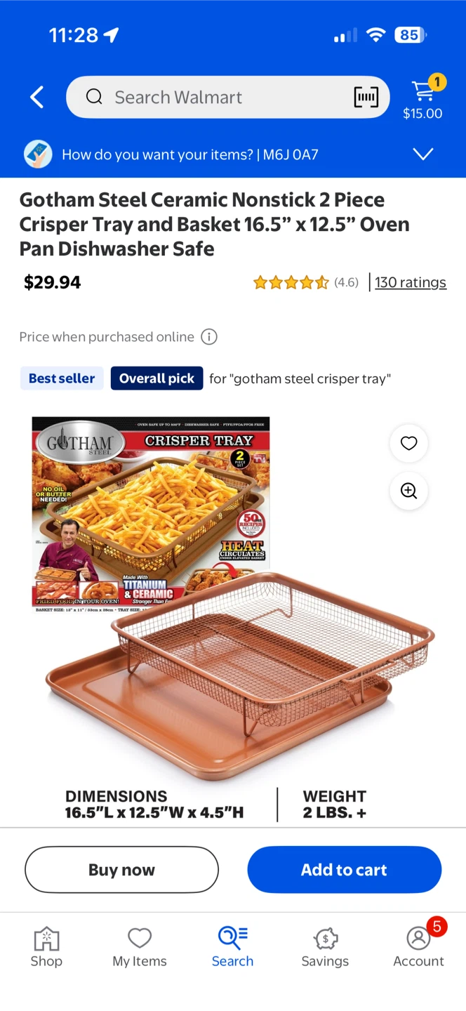 Gotham Steel Ceramic Nonstick Crisper Tray & Basket Set - photo 3