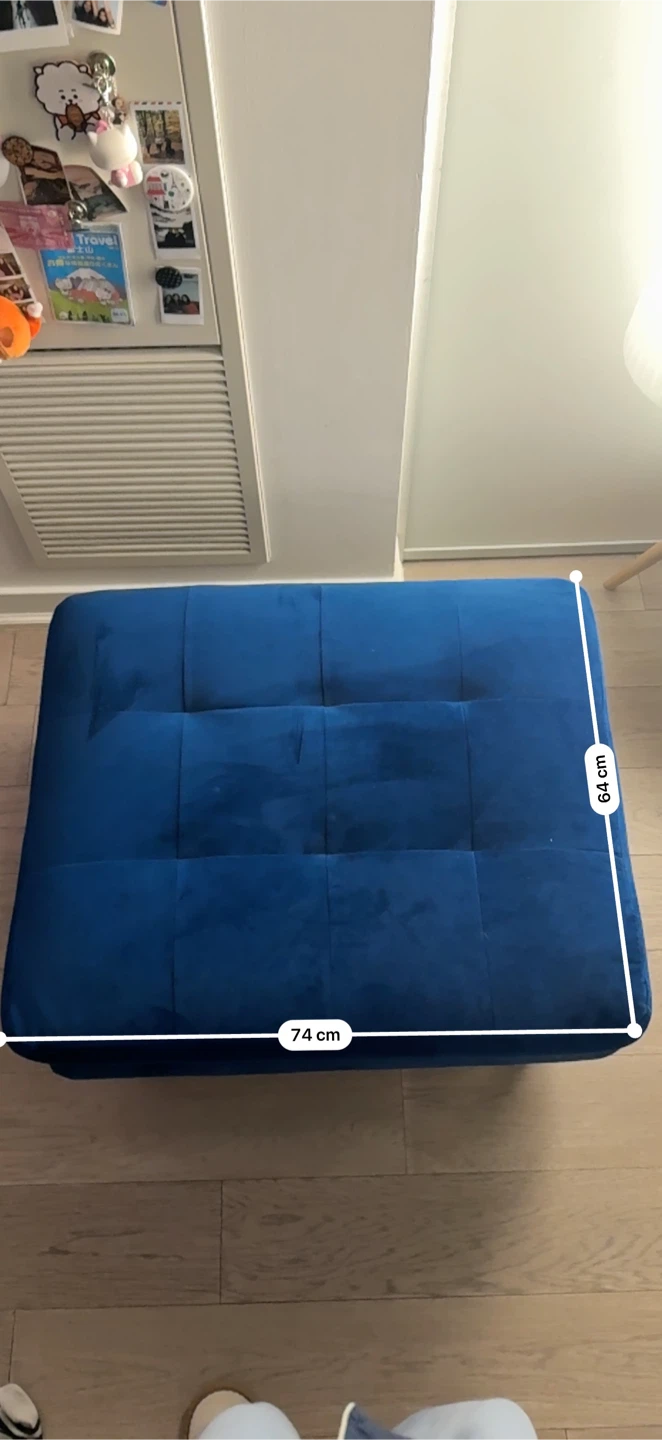 Blue Tufted Ottoman Footstool - photo 3