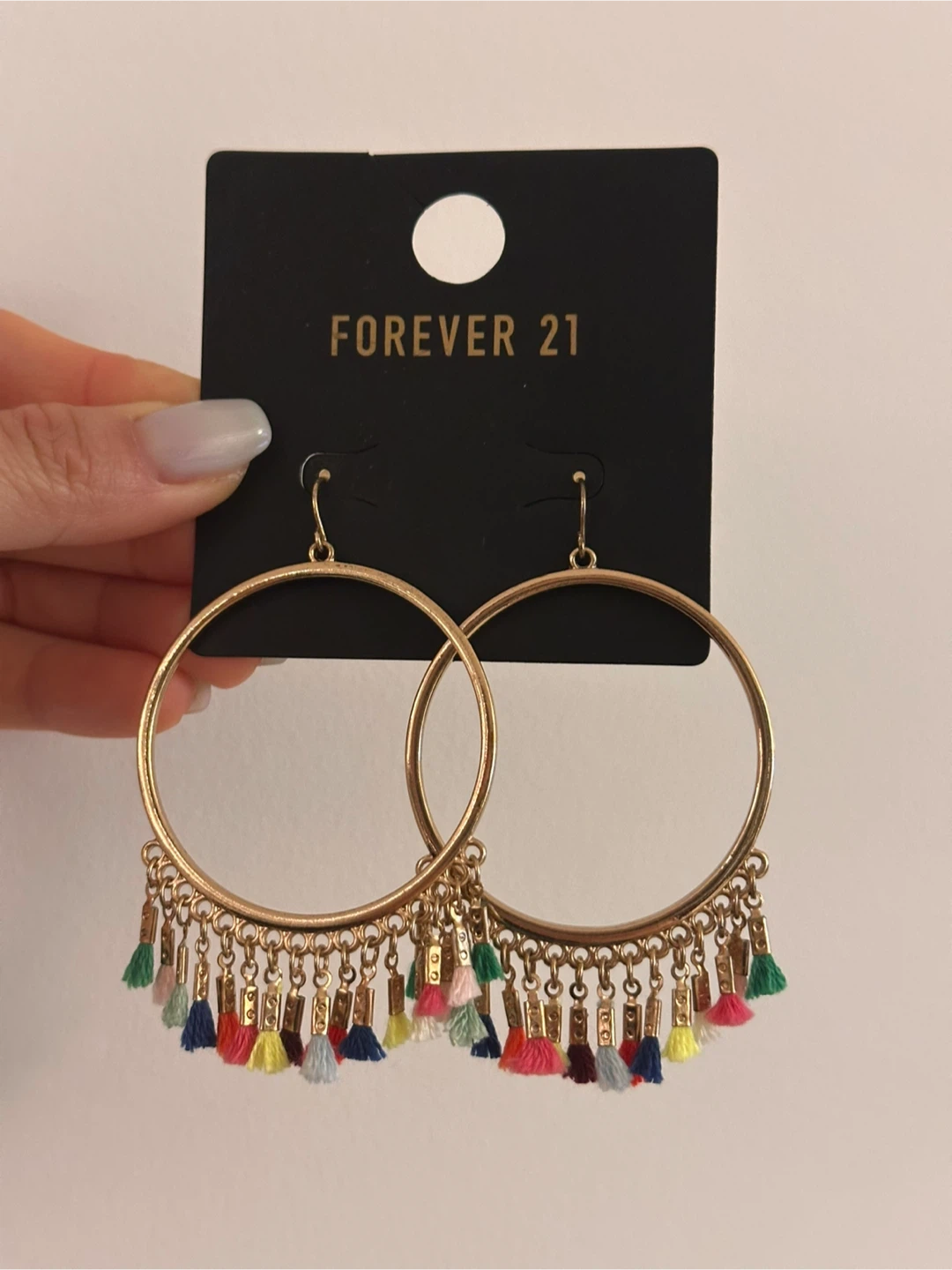 Forever 21 Hoop Earrings with Tassel Charms