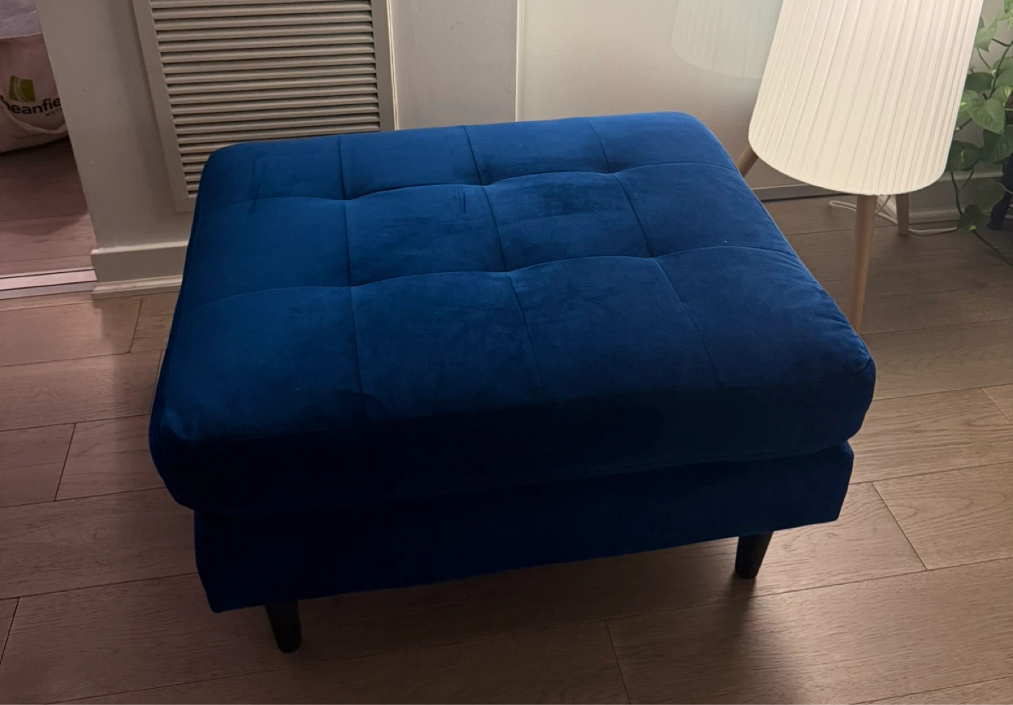 Blue Tufted Ottoman Footstool