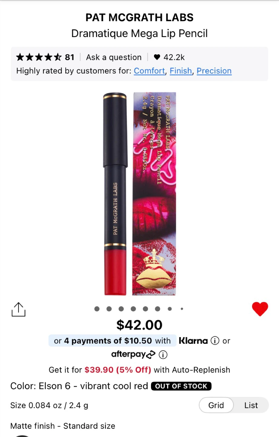 Pat McGrath Labs Dramatique Mega Lip Pencil - Elson 6
