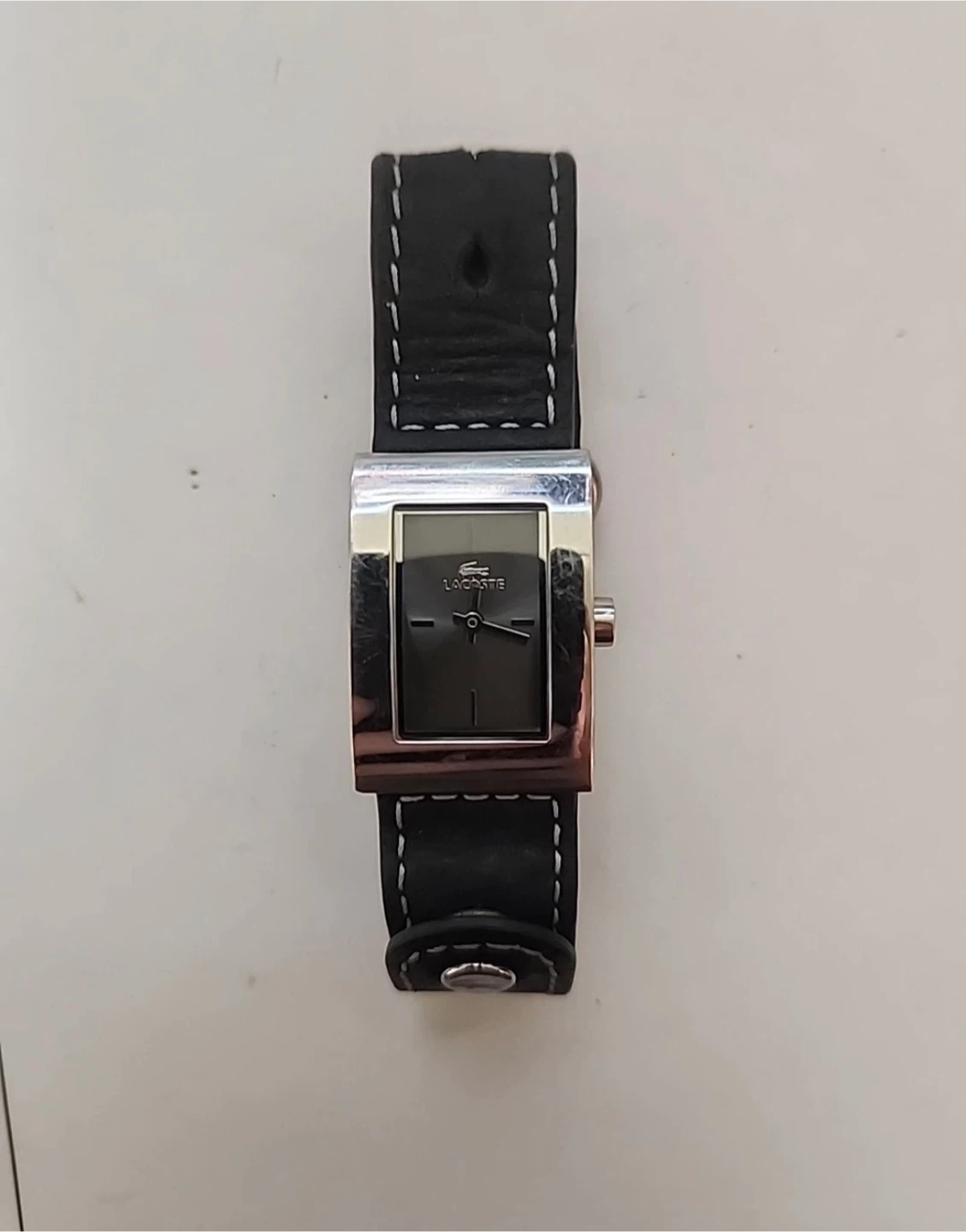 Lacoste Women's Rectangular Watch - Black Leather