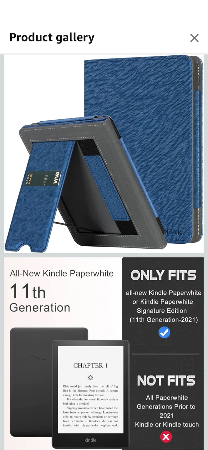 New-Blue Flip Case with Card Slot for Kindle Paperwhite 11th Gen - photo 3