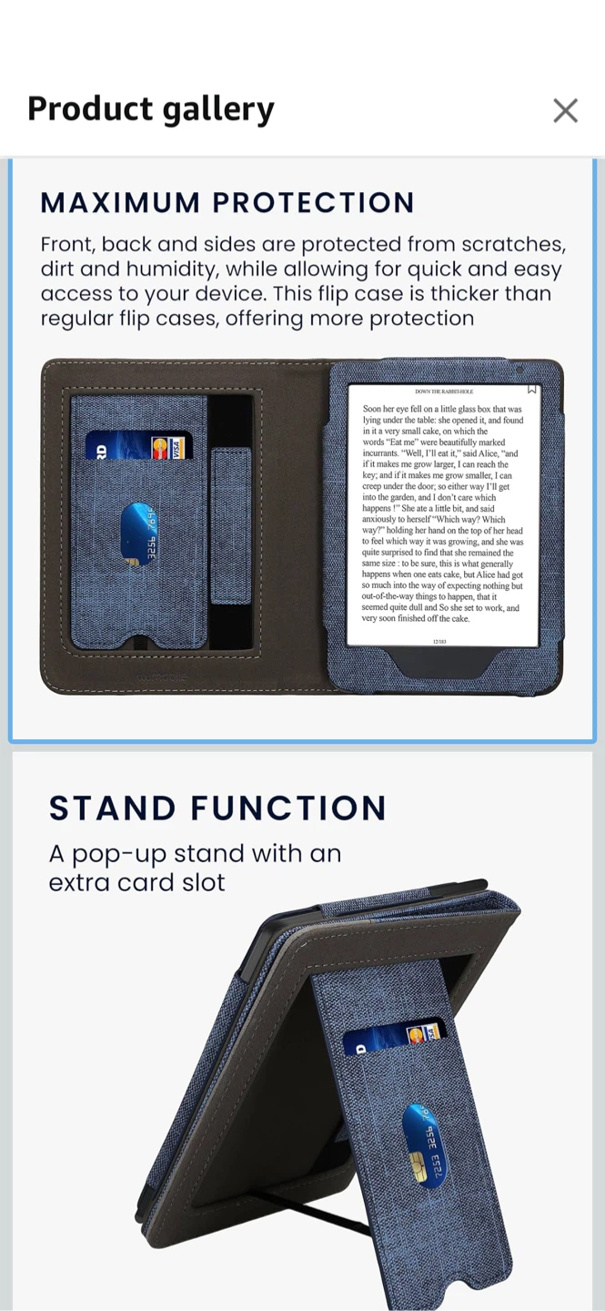 New-Blue Flip Case with Card Slot for Kindle Paperwhite 11th Gen - photo 4