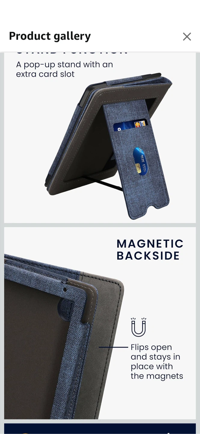New-Blue Flip Case with Card Slot for Kindle Paperwhite 11th Gen - photo 2