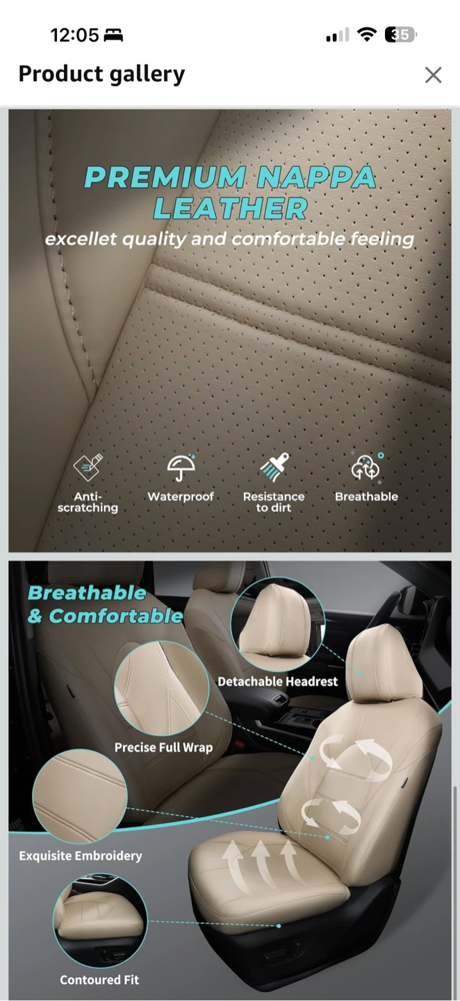 Toyota Highlander 2020–2025 Seat Covers – Beige – 7 Seater - photo 3