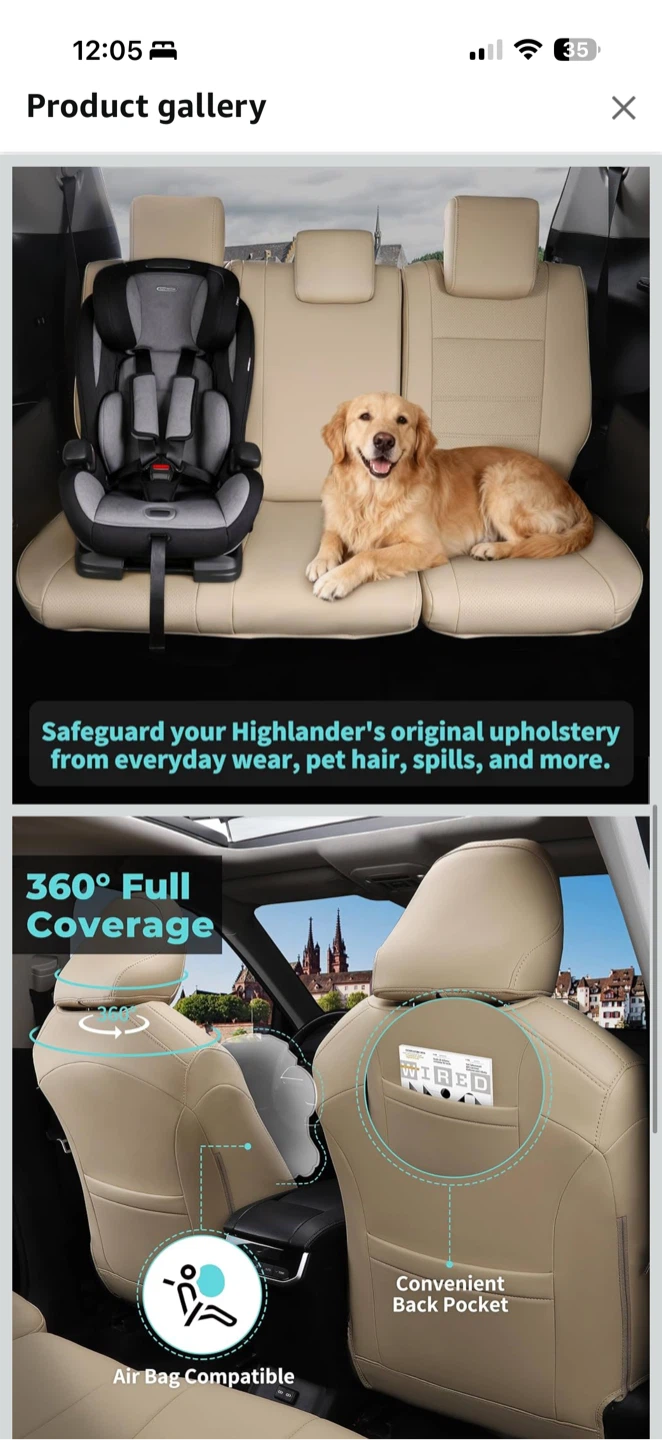 Toyota Highlander 2020–2025 Seat Covers – Beige – 7 Seater - photo 4