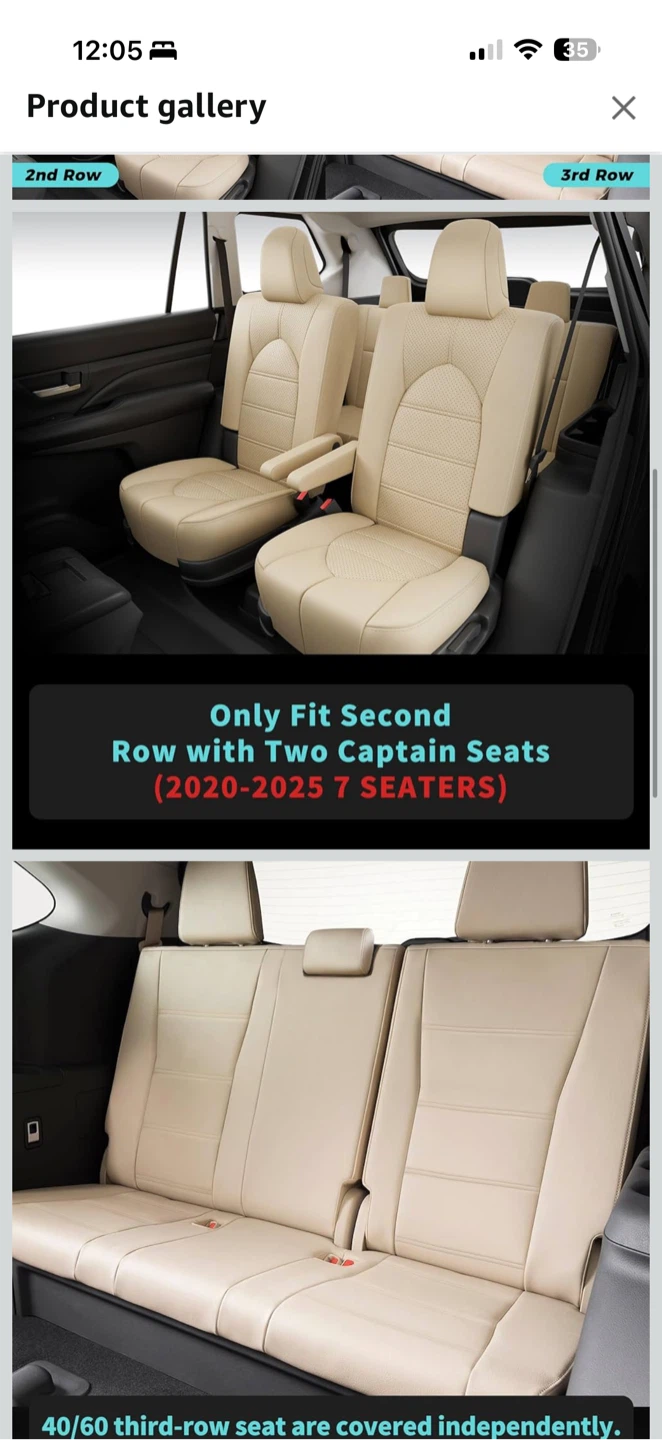 Toyota Highlander 2020–2025 Seat Covers – Beige – 7 Seater - photo 5