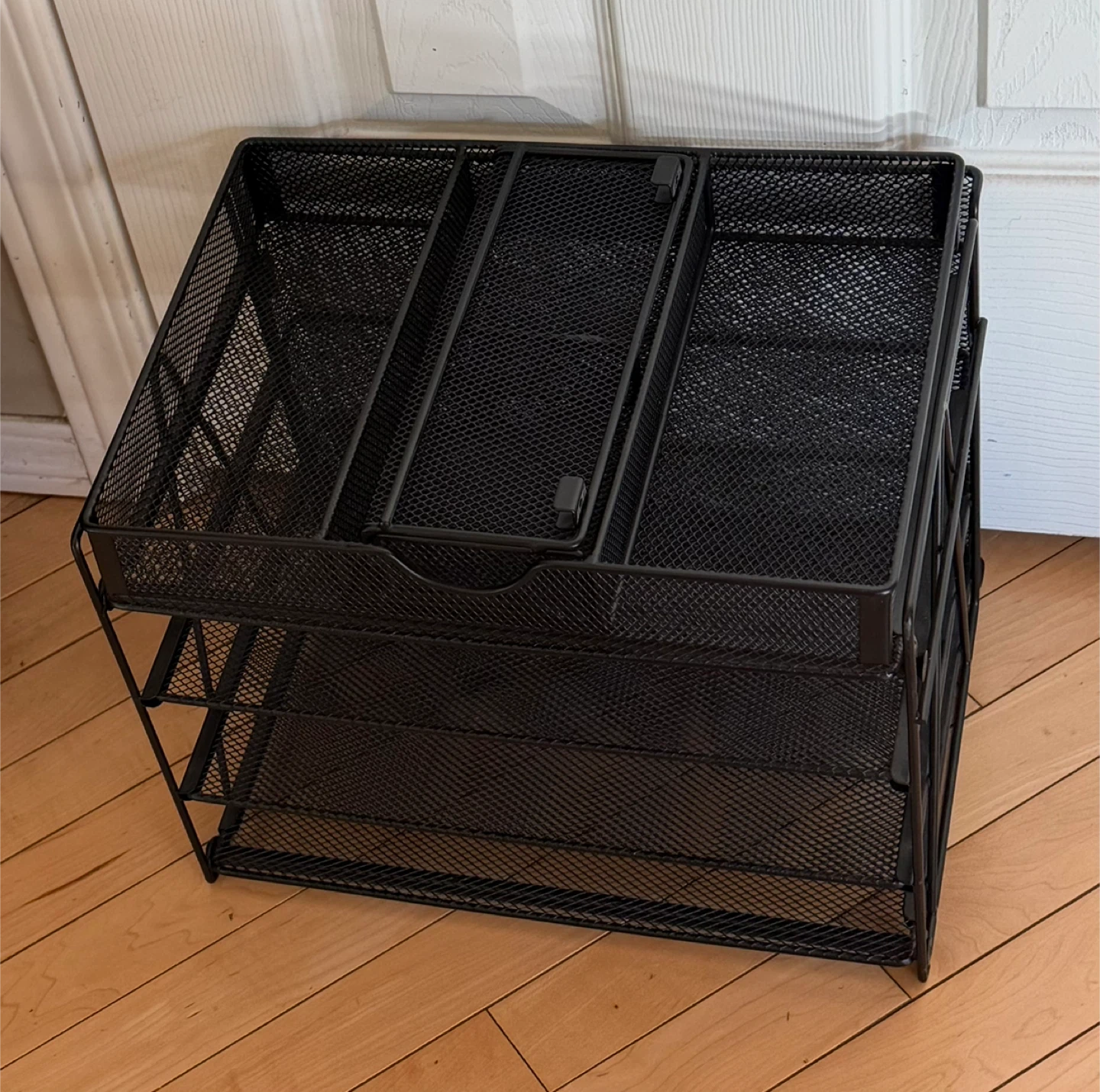 🥕 Black Mesh Desk Organizer with 4 Tiers and Side Compartment - photo 3