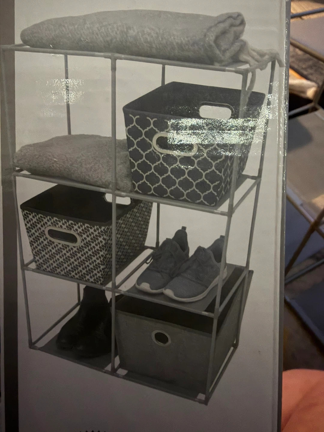 Grey Fabric Storage Shelving Unit