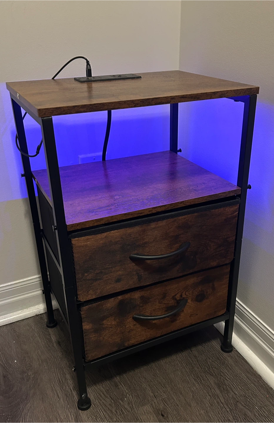Nightstand with LED Lights and USB ports