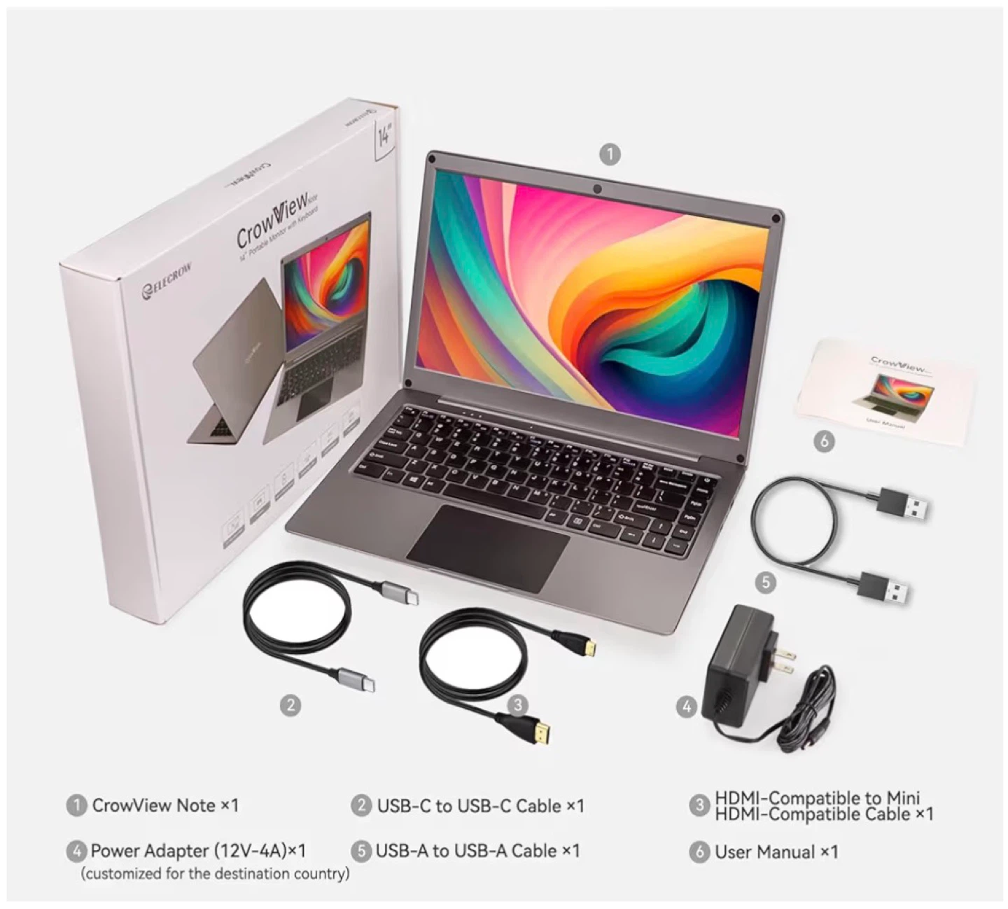 CrowView 14" IPS FHD Portable Monitor - photo 3