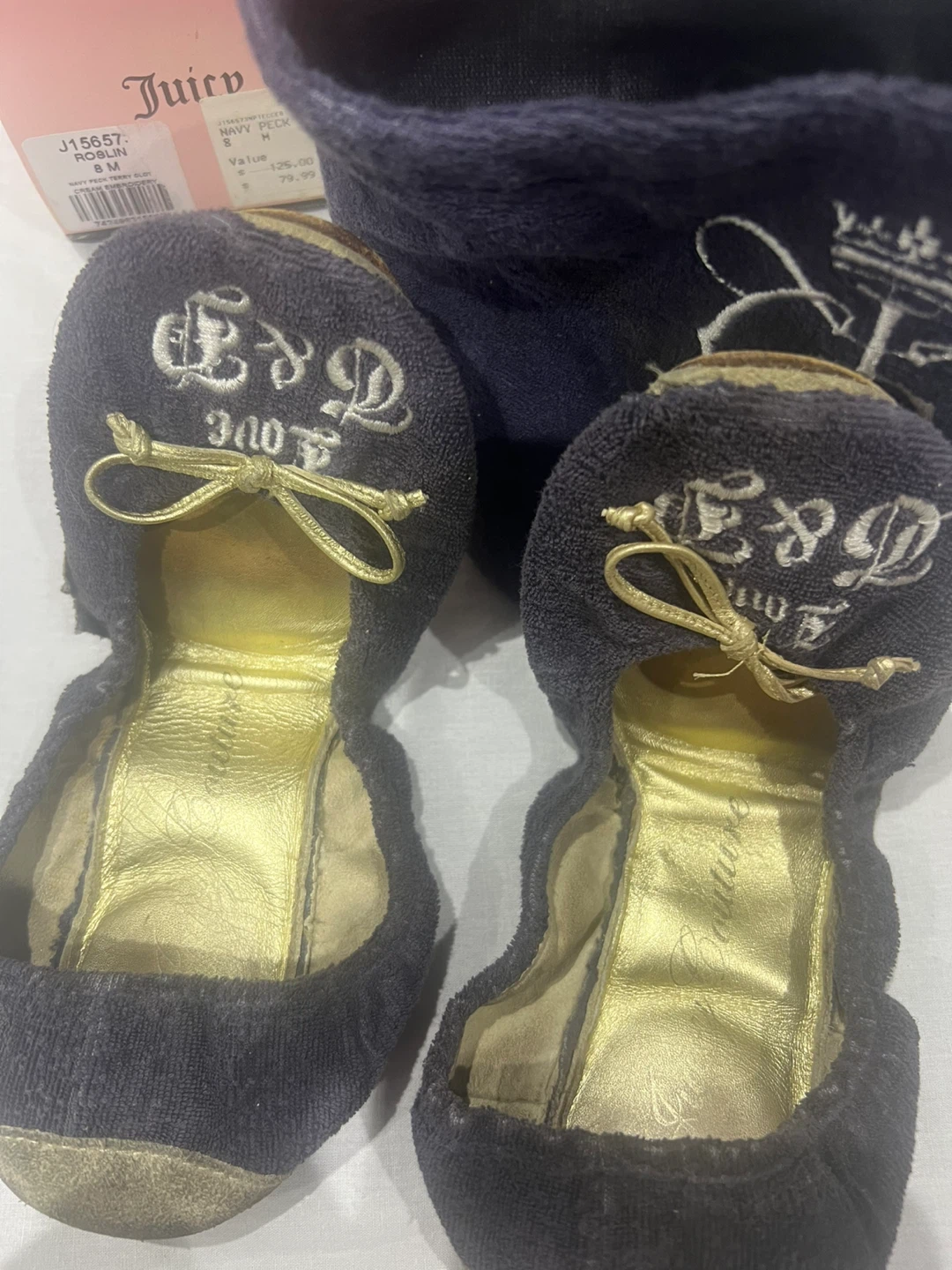 Juicy Couture Navy Terrycloth Ballet Flats Size 8 - photo 2