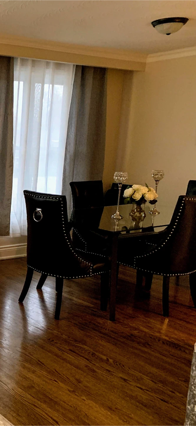 Set of 4 Black Dining Chairs with Silver Studs and Ring Pulls - photo 2