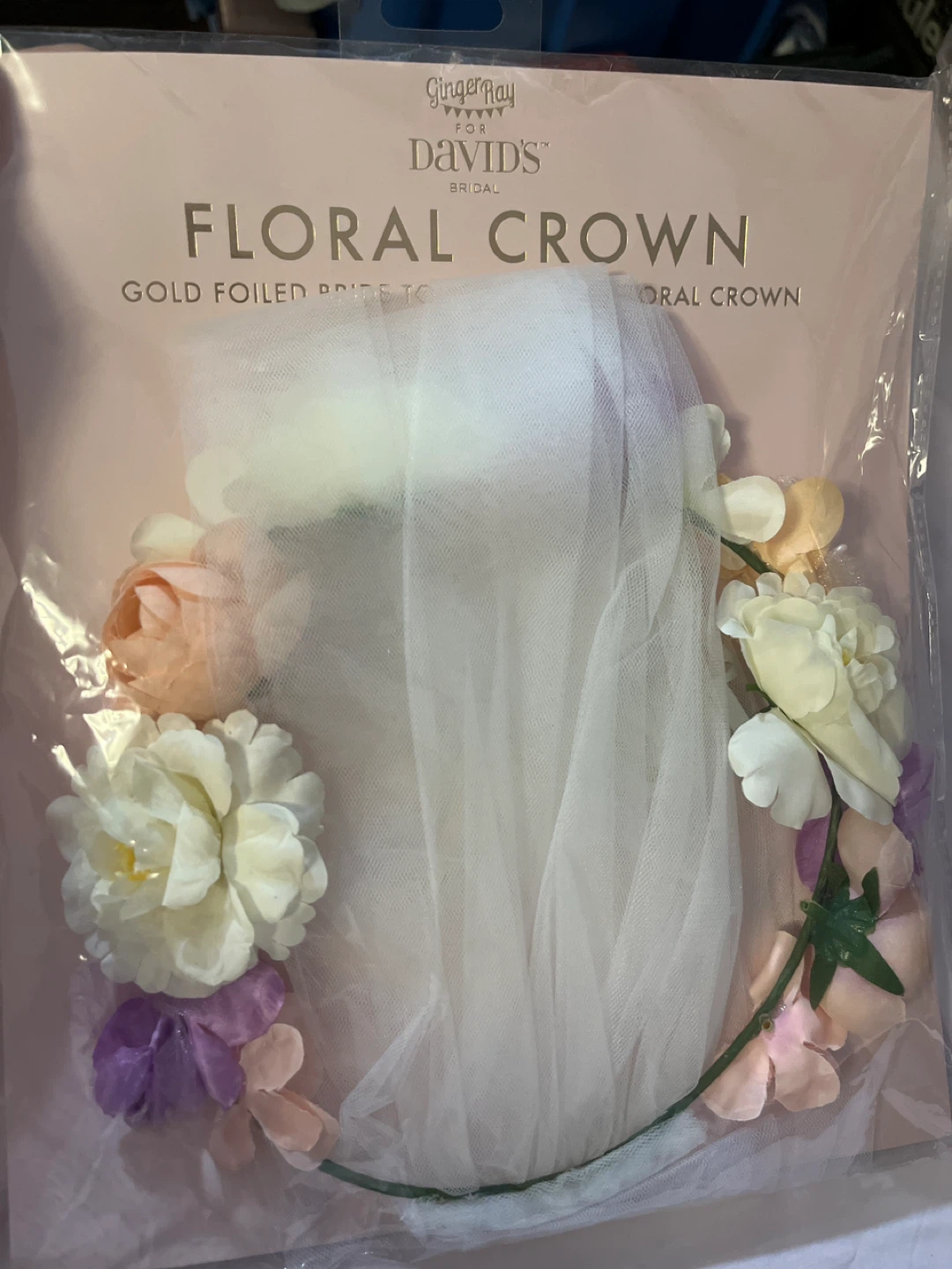 David's Bridal Floral Crown with Veil