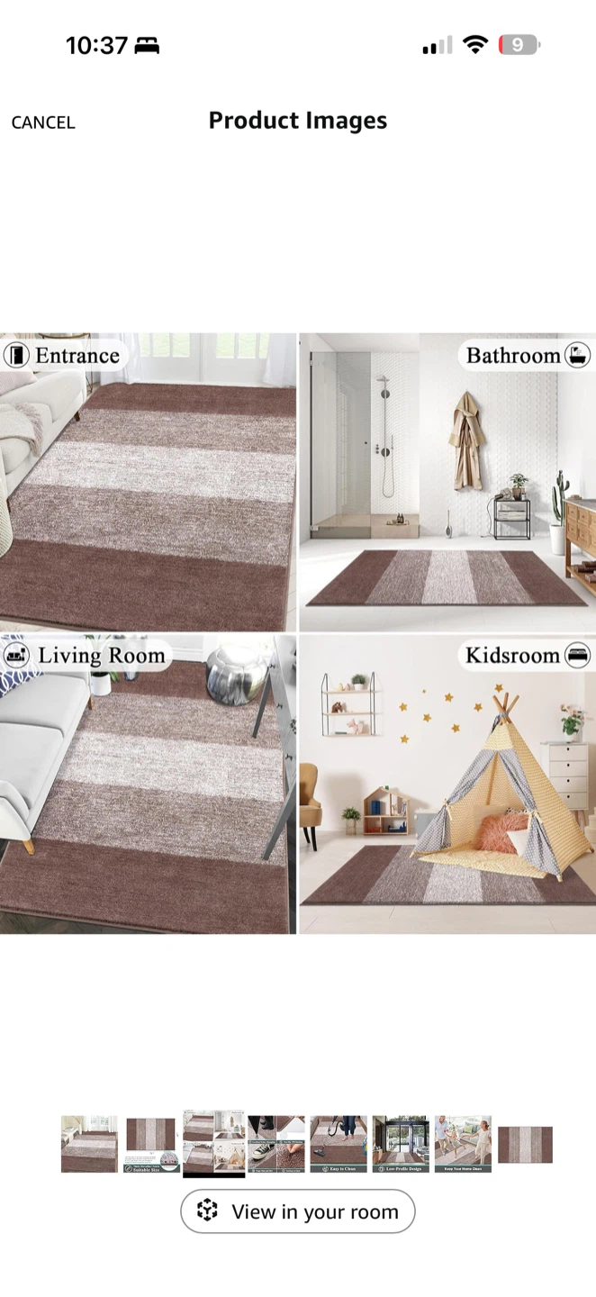 Coffee Brown Stripe Area Rug 6’ x 4’ – Open Box - photo 3