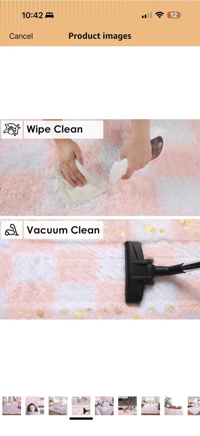 KICMOR 5x8 Fluffy Shag Area Rug Pink & White – Open Box - photo 4