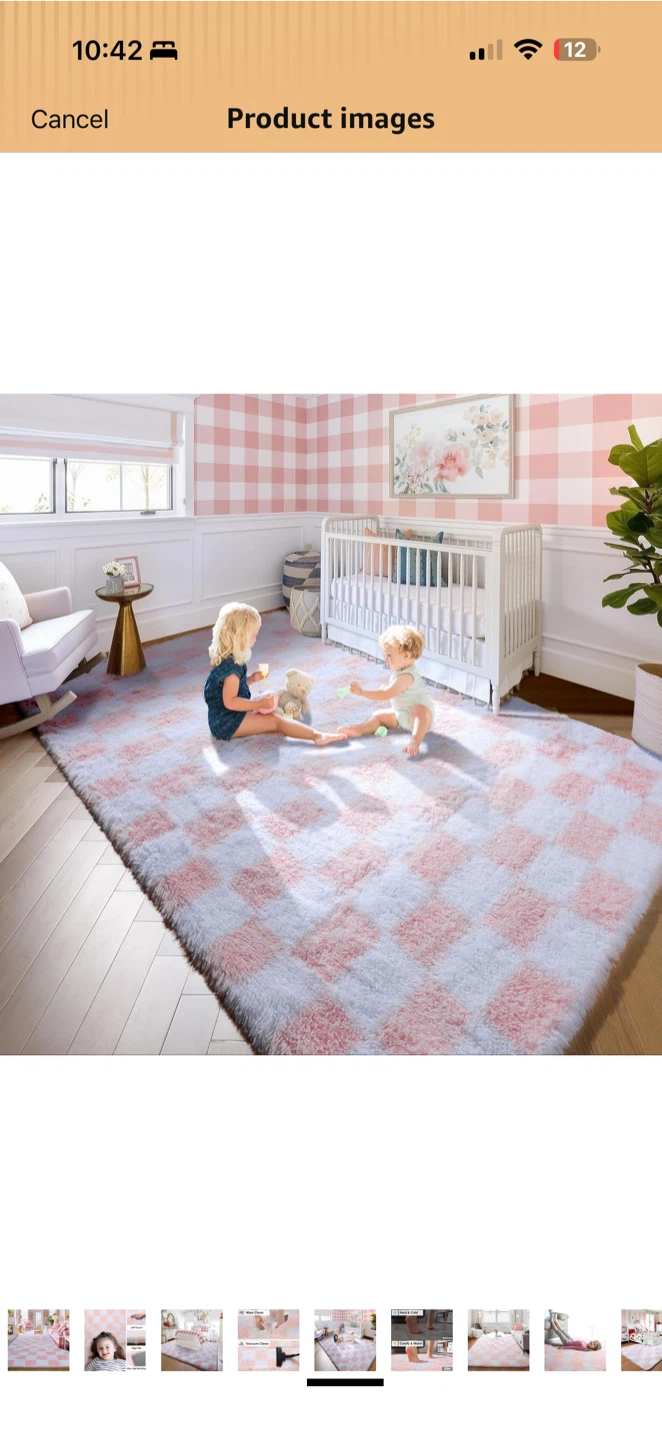 KICMOR 5x8 Fluffy Shag Area Rug Pink & White – Open Box - photo 5