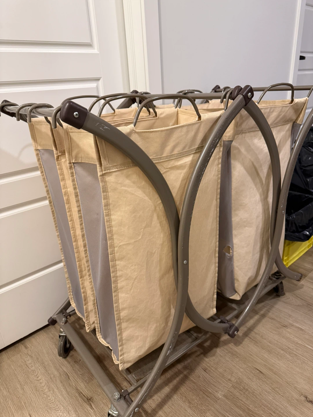 3-Section Rolling Laundry Sorter Hamper - photo 3