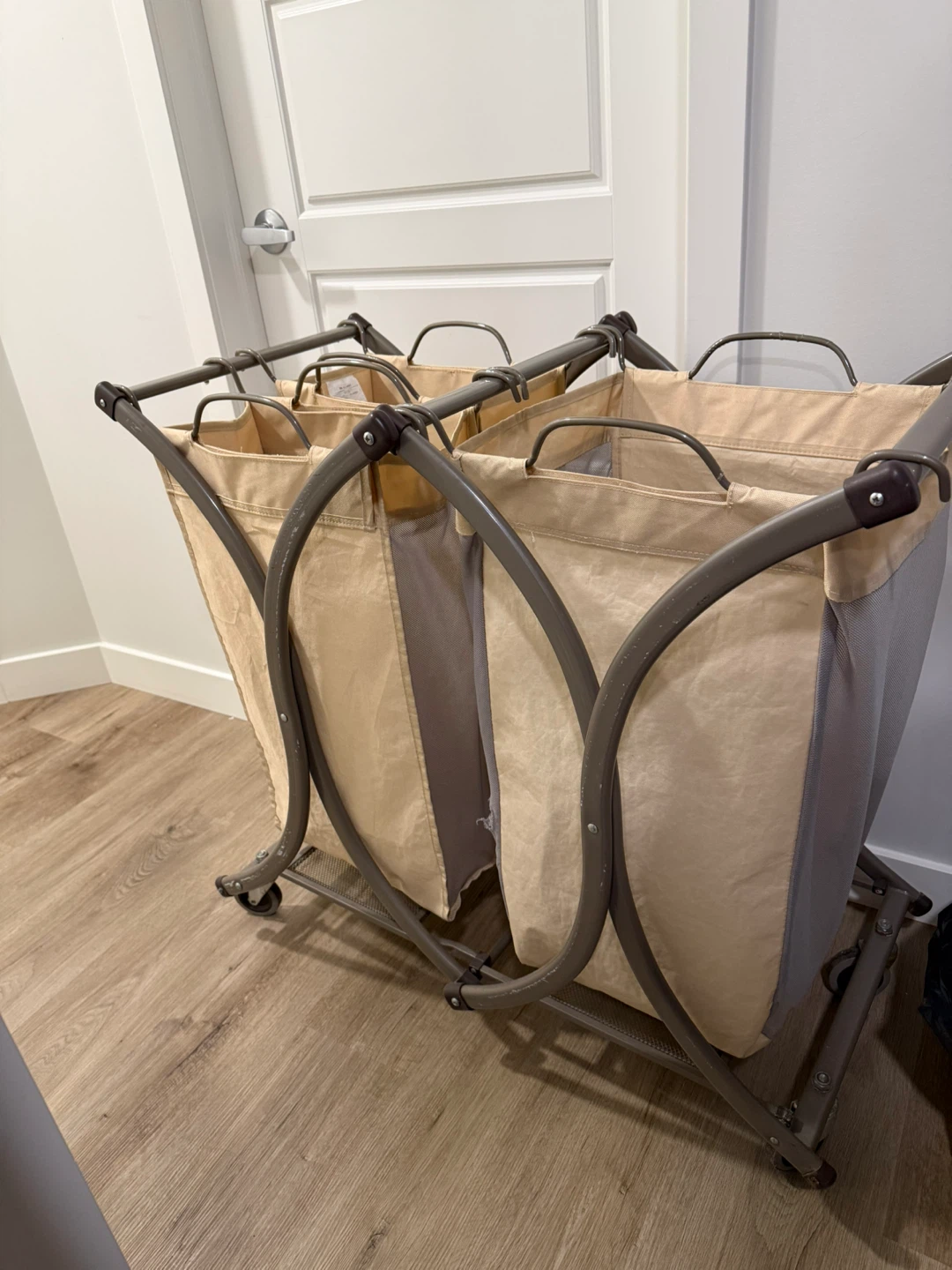 3-Section Rolling Laundry Sorter Hamper - photo 2